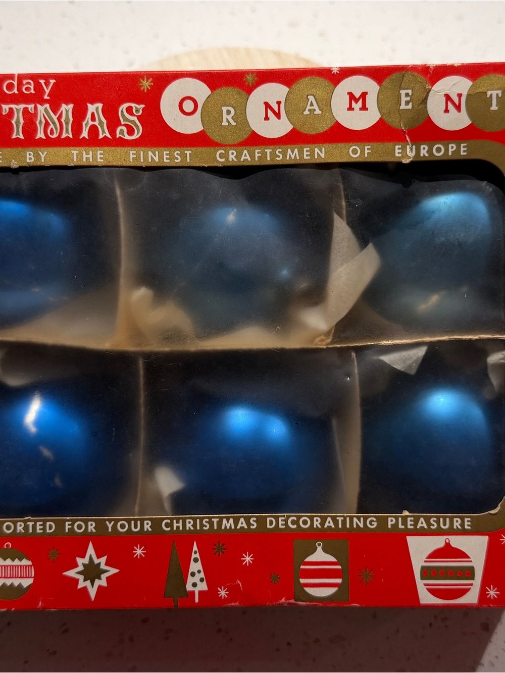 Vintage Happi-Holiday Cobalt Blue Glass Ornaments | Set of 6 | 1950s-60s